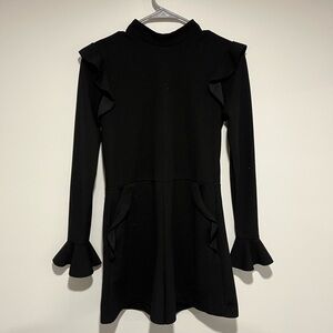 Black Ruffle Long Sleeve Romper